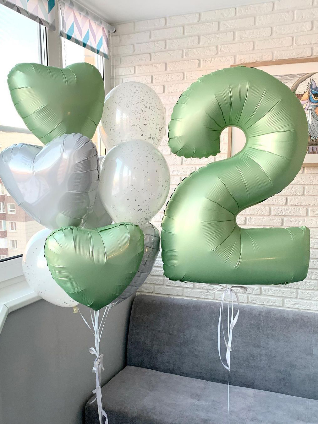 Large Olive Green Number Foil Balloon For Children Birthday Party_voghion.com