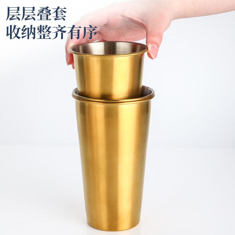 クロスボーダー304ステンレスグラス単層カップ飲料カップ高颜値冷飲カップ調杯ビールグラス卸売り|undefined
