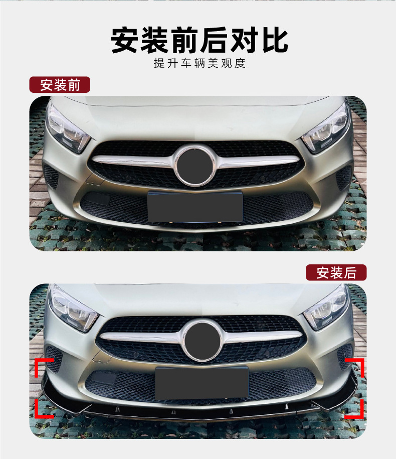 Suitable for Mercedes-Benz A-Class W177 V177 Early Standard Version 2018-21 Front Lip Front Spoiler Exterior Modification