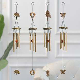 Classic Acrylic Animal 5 Tube Wind Bell Hanging Decoration Balcony Outdoor Aluminum Tube Wind Bell Pendant Home Crafts Decoration