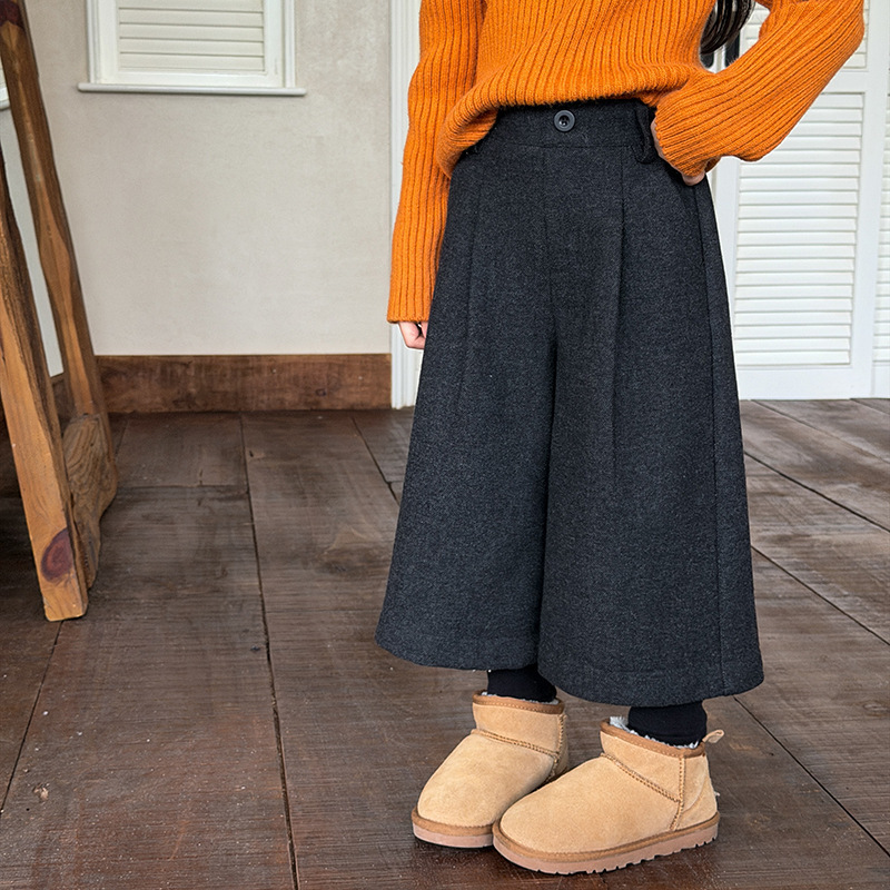 【加绒】女童宝宝加厚时髦裤子2025冬季儿童休闲保暖假两件毛呢裤