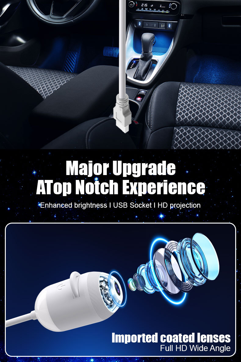 Cross-border bestseller USB starry sky projection lamp for car interior, home, bedroom, night light, romantic galaxy ambiance light