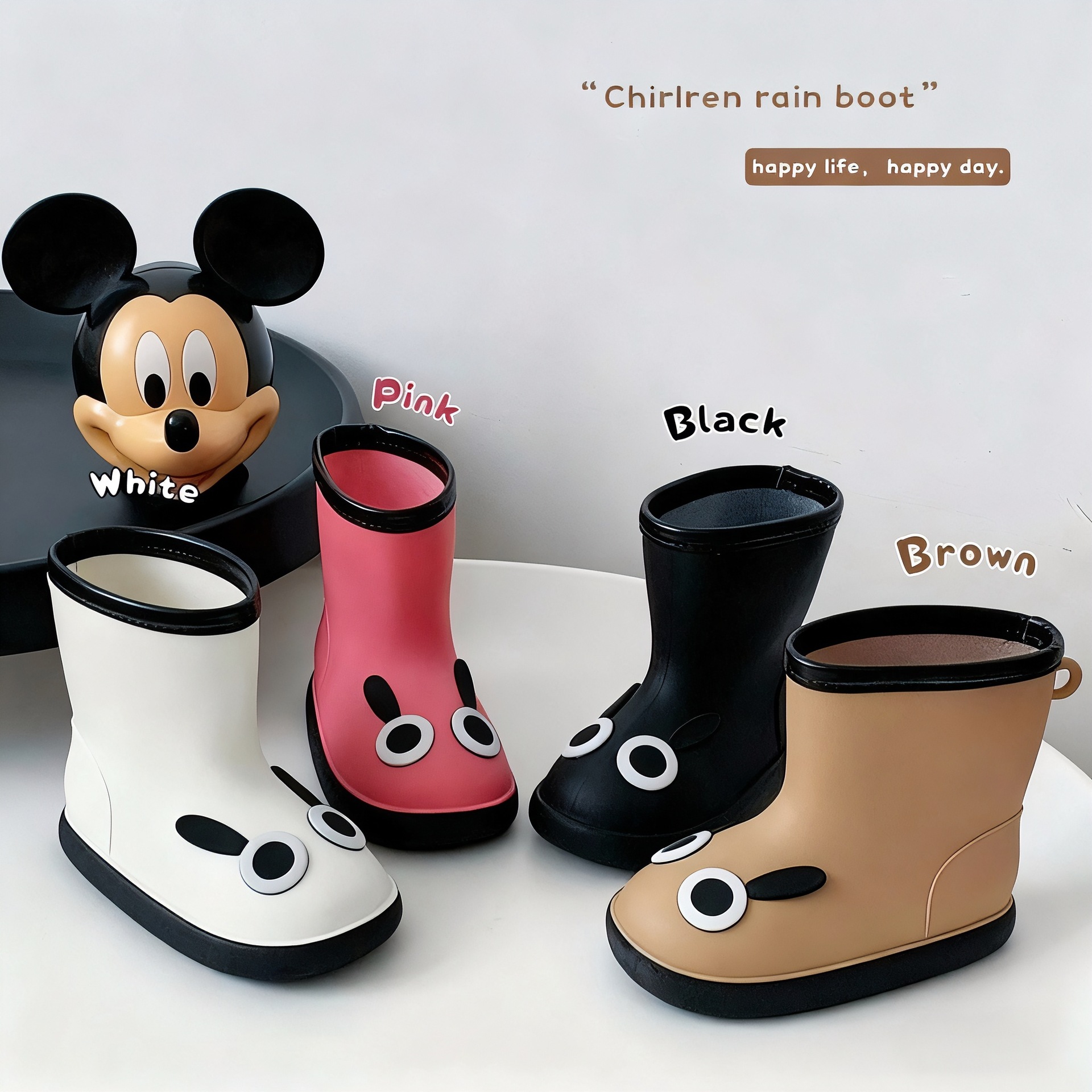 New Popular Four-Season Children's Rain Boots for Kindergarten Outdoor Wear Warm Waterproof Shoes Non-Slip Bottom Cartoon Rain Boots for Children