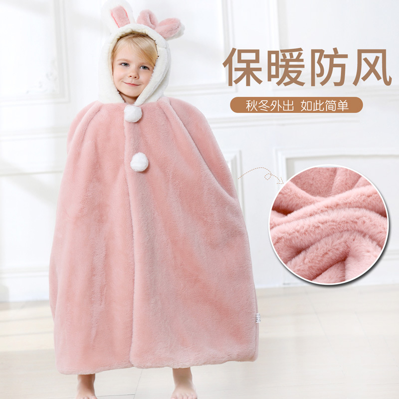 Infant Poncho Baby Hooded Blanket Autumn Winter Thick Windproof Snuggle Blanket Children Outdoor Warmth Shoulder Baby One Piece Dropshipping