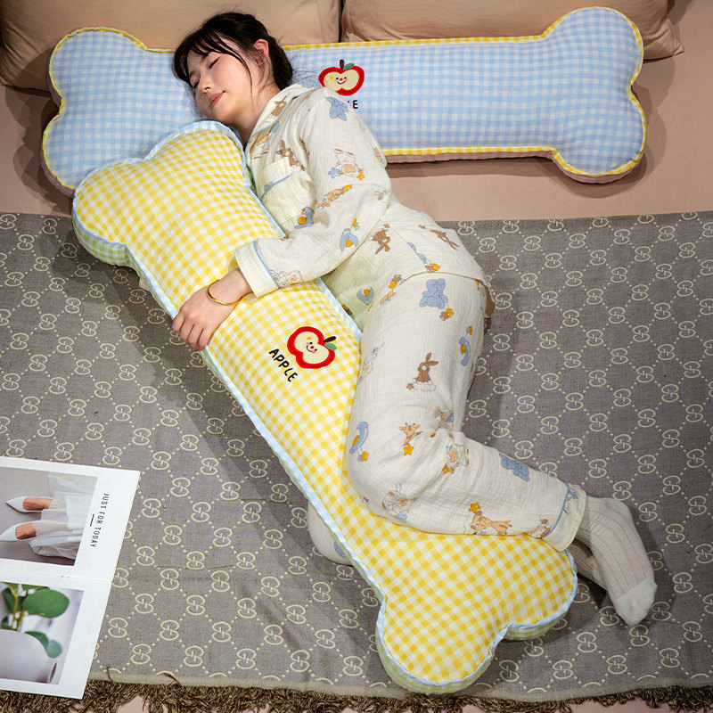 Almohada Cilíndrica en Forma de Hueso de Algodón Desmontable para Cama image 1