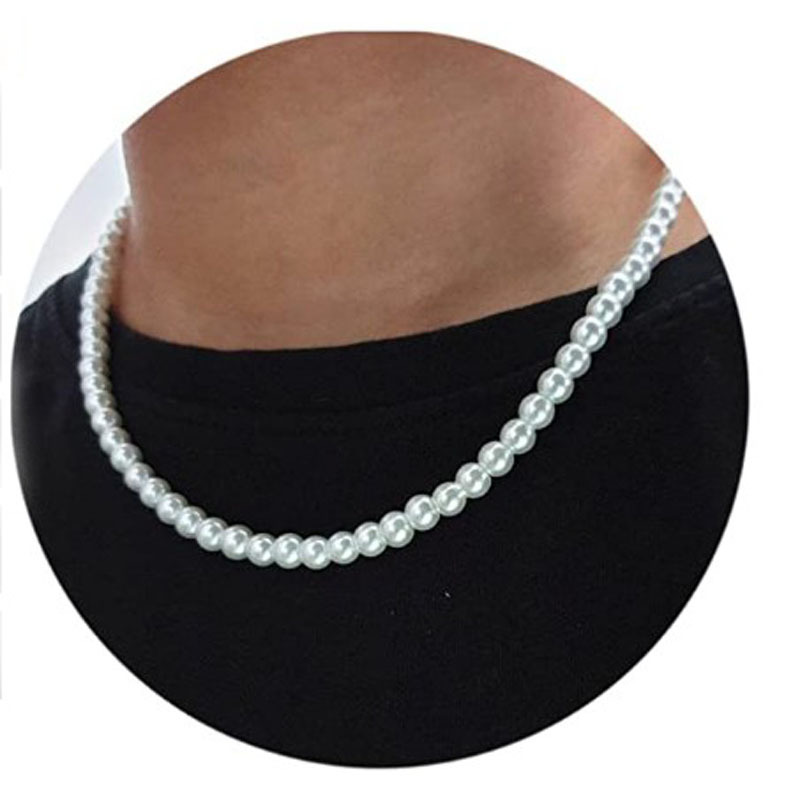 Cross-border new hot selling European and American jewelry manufacturers wholesale men's pearl necklace ABS pearl necklace simple fashion