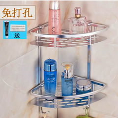 Manufacturer of hole punching-free, space aluminum double-layer bathroom shelf, matte/brushed triangle stand batch