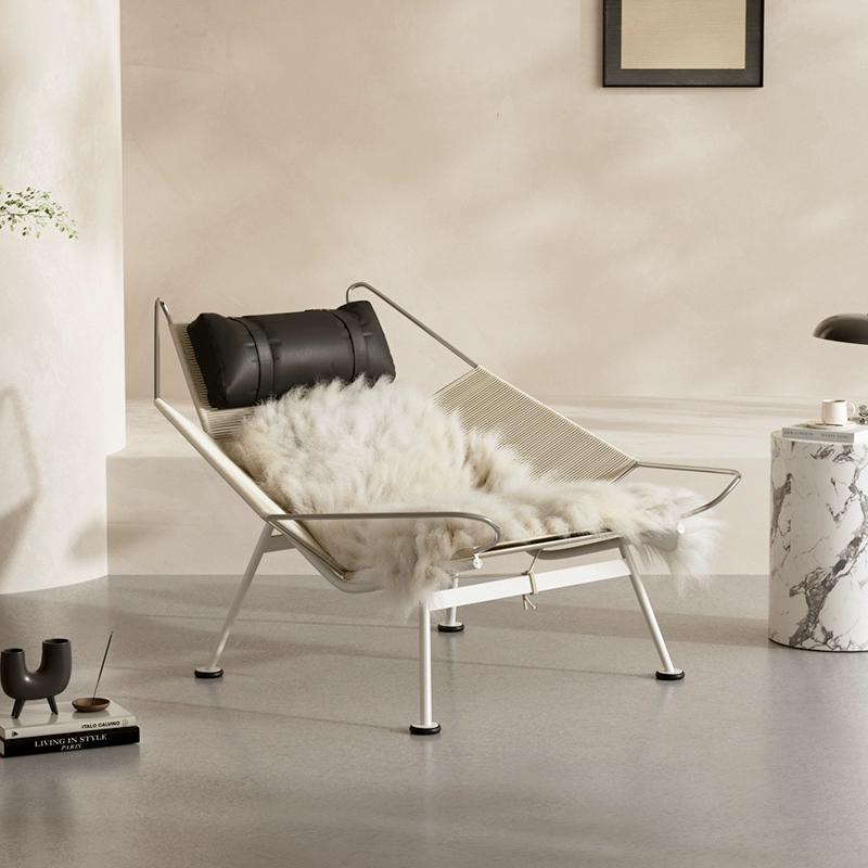 Diseñador danés, sillón de viento silencioso, cuerdas de bandera medieval, silla de ocio creativa, silla de ocio tejida a mano minimalista, silla perezosa
