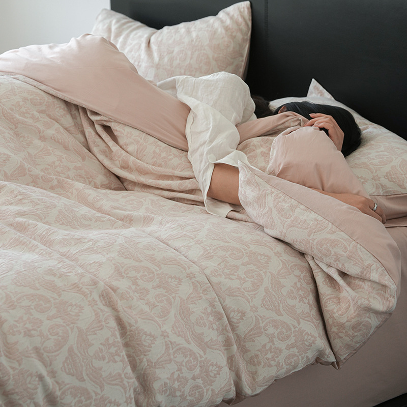 60S algodón completo de tres capas de hilo de cuatro piezas de algodón puro tipo A Jacquard simple sábanas de lujo ligeras cubiertas de ropa de cama de tres piezas