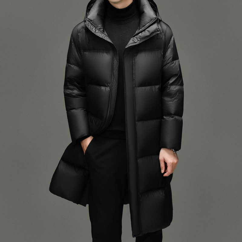 Winter Extreme Cold Thickeneded Men's down Jacket Long Classy Black Gold New Windproof Mid-Length Winter Warm Jacket