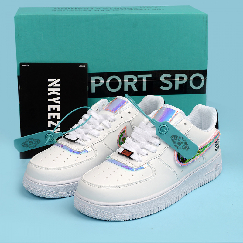 Primavera y verano nuevo estilo Air Force No. 1 hombres y mujeres blanco puro AF1 zapatos blancos bajos Naikofan deportivos y zapatos de ocio Putian