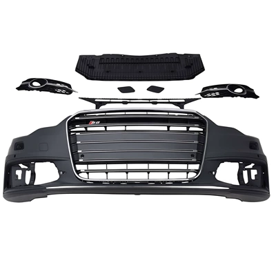 12-15 models suitable for Audi A6 color change and upgrade to S6 style, including front bumper, large front grille, and front bumper assembly (Big Surrounded) - 12-15-s6-front-bumper-set
