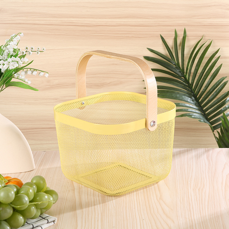 1051g Weight Storage Basket Storage & Cleaning 1 Piece Quantity Wood, Metal Material Color Block Pattern Nordic Style, Simple Style Style Multicolor Color Nordic Style Simple Style Color Block Wood Metal Storage Basket 6