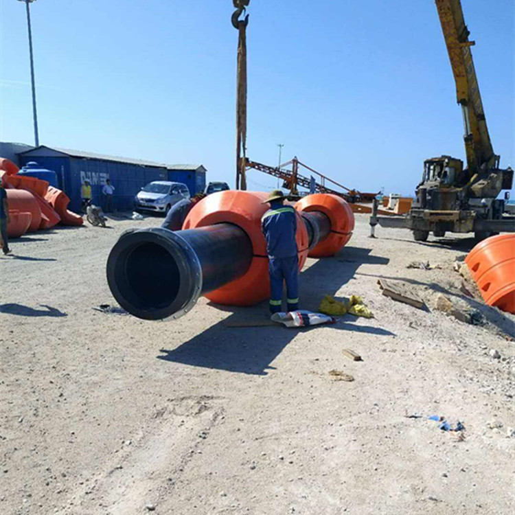 夹pe管浮体 水库疏浚清淤浮力桶PE浮力管 橘色孔径40公分管道浮筒