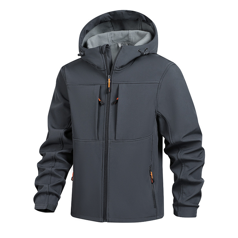 Popular Softshell Men's Outdoor Hiking Waterproof Windproof Fleece-Lined Jacket, Same Style as Bird's Brand, Outdoor 2-Way Zip Couple's Style