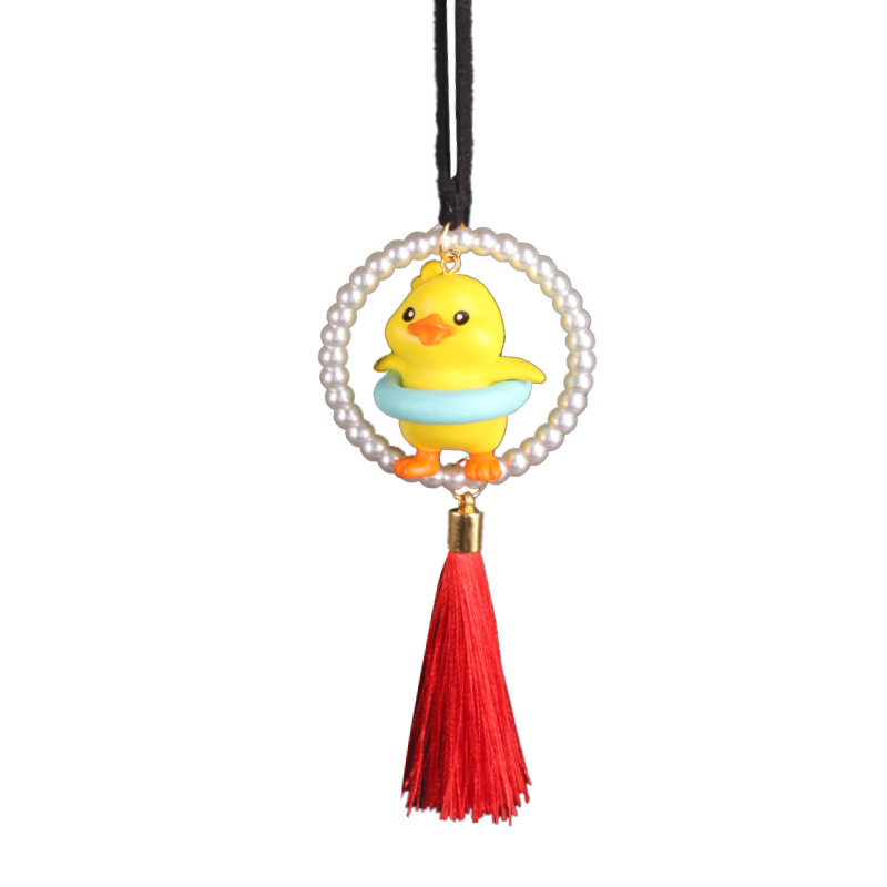 Colgante de coche colgante de coche anillo columpio pato suministros de coche espejo retrovisor decoración pequeño pato amarillo red pato rojo