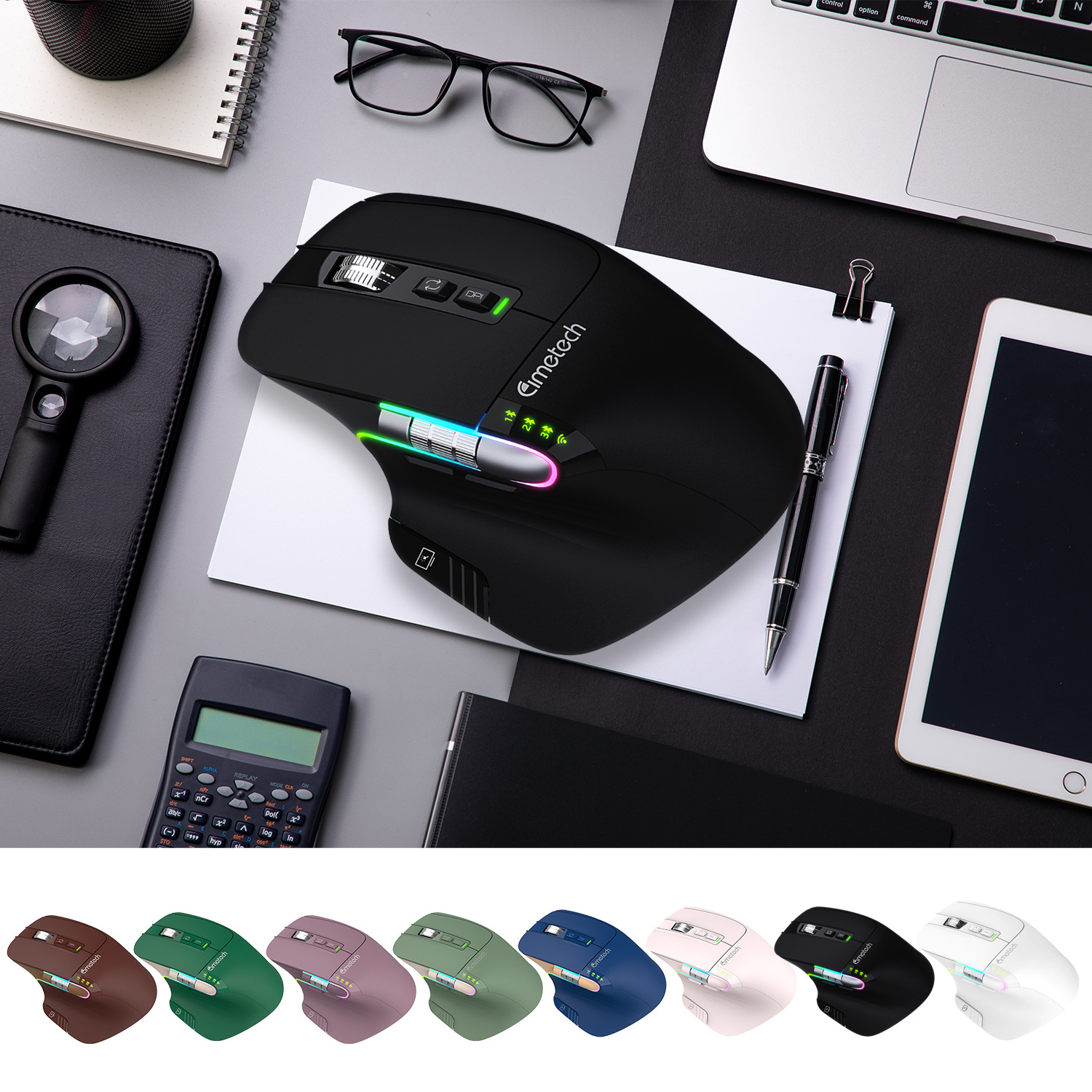 Three-Mode 225 Ergonomic Bluetooth Wireless Mouse Silent Silent Charging Office Notebook Ergonomic