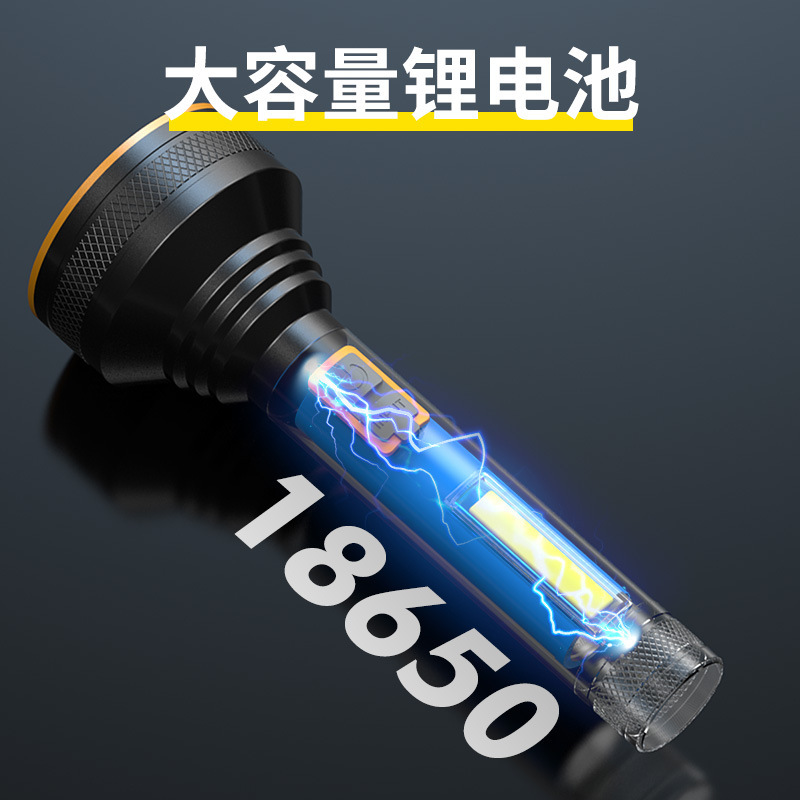 COB侧灯手电筒户外照明便携充电电筒铝合金内置电池家用手电批发|undefined