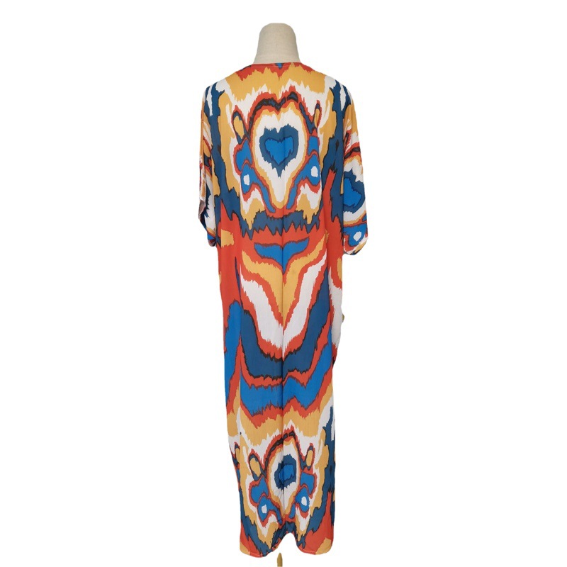 SY05 europea y americana suave crepe impreso vacaciones protector solar cardigan bikini blusa traje de baño chaqueta