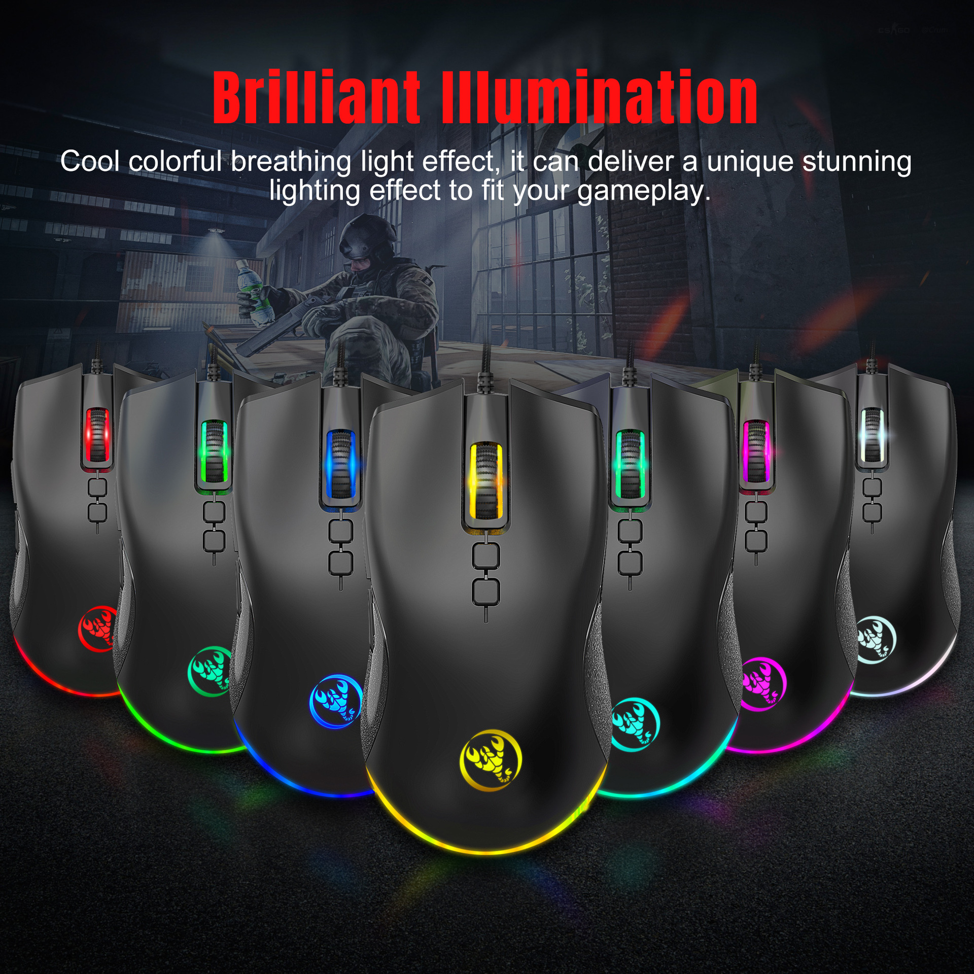 New 61keys luminous set, wired mouse, office gaming keyboard_voghion.com