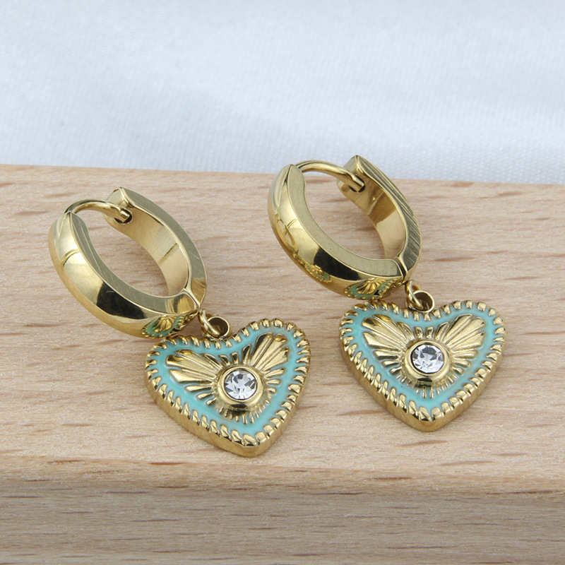 Simple Style Heart Shape Titanium Steel Necklace Artificial Gemstones Stainless Steel Necklaces_colorza_13