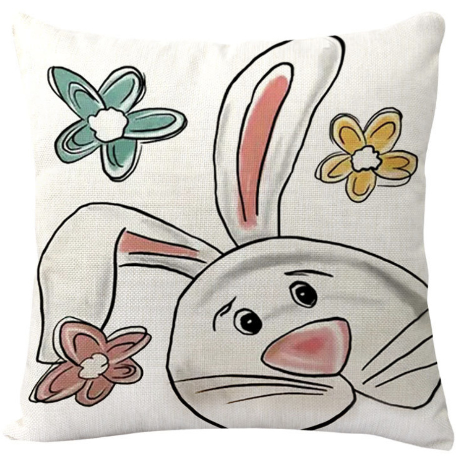 Amazon transfronterizo conejo de Pascua huevo lino almohada cubierta de cojín de coche de oficina sofá