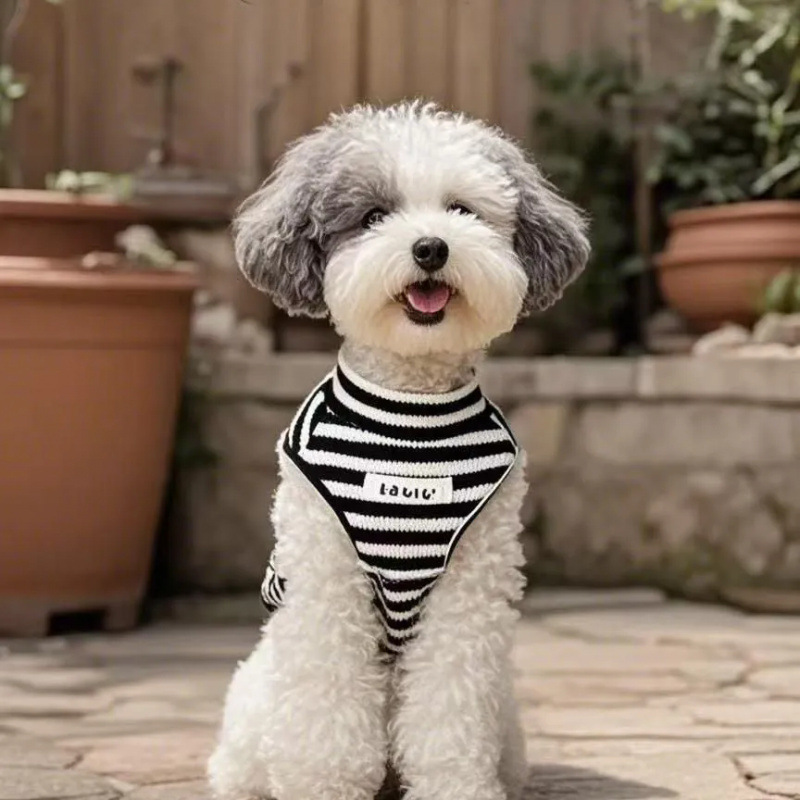 Mascotas verano retró rayas perros gatos chaleco pequeño perro antipello ropa de mascotas transpirable Teddy Bear