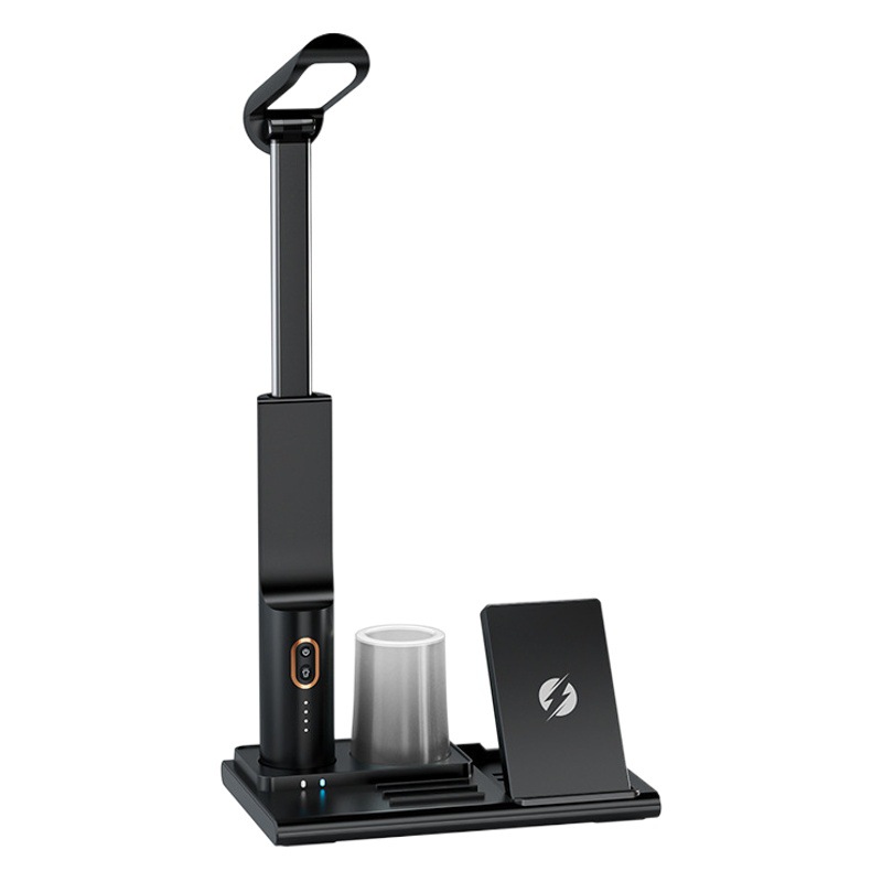 Lámpara de escritorio LED transfronteriza de carga inalámbrica titular de la pluma tres en uno teléfono móvil de carga inalámbrica de escritorio de Oficina titular de la pluma plegable luz de la noche