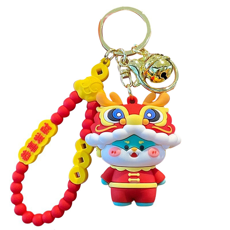 Nuevo dragón año llavero nacional moda Zodiaco colgante lindo pareja muñeca coche llavero Año Nuevo pequeño regalo