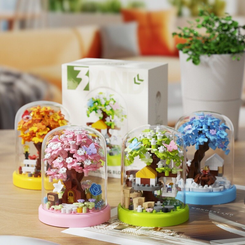 Chaolechuang Micro-Particle Tree House Series with Dust Cover DIY Stereo Ornaments for Boys and Girls Gifts Assembled Building Blocks