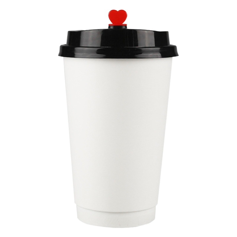 Taza de papel de café desechable doble engrosamiento de buena calidad bebida caliente para llevar hueca té con leche tostado taza blanca logotipo personalizado