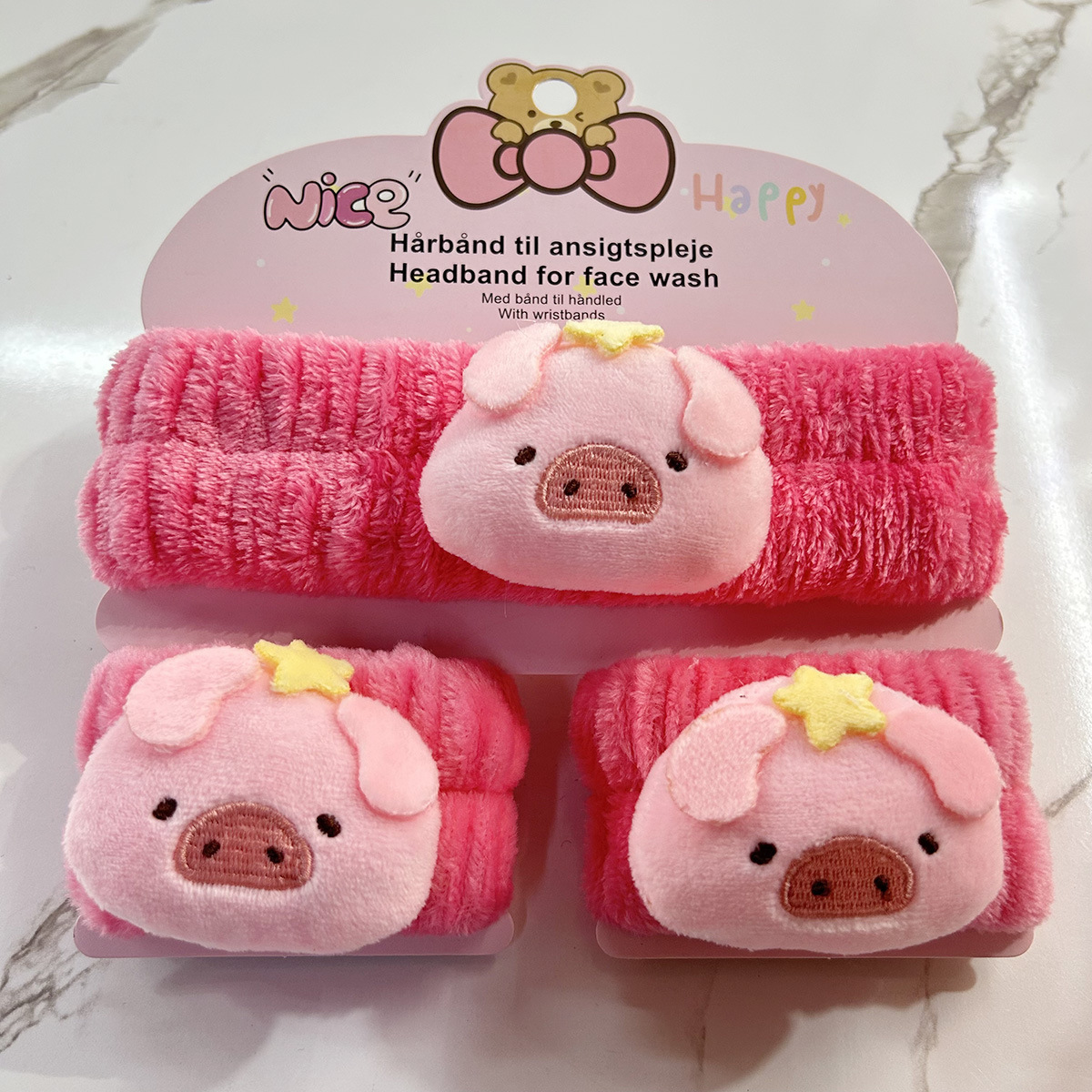 Banda de cabello de moda con tarjeta de papel dulce decoración de animales pequeños de peluche de lavado banda de cabello de dibujos animados correa de muñeca tridimensional