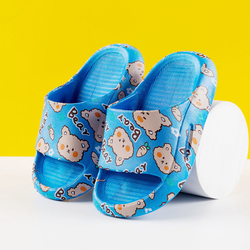 Zapatillas infantiles de dibujos animados para niñas oso baño antideslizante suave fondo integrado interior hogar niños verano zapatillas frescas