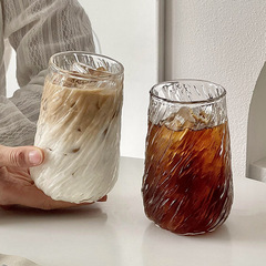 高ホウケイ酸ガラス透明ツイルカップ、シンプルな厚みのあるアイスアメリカンラテコーヒーカップ、高価値単層ドリンクカップ