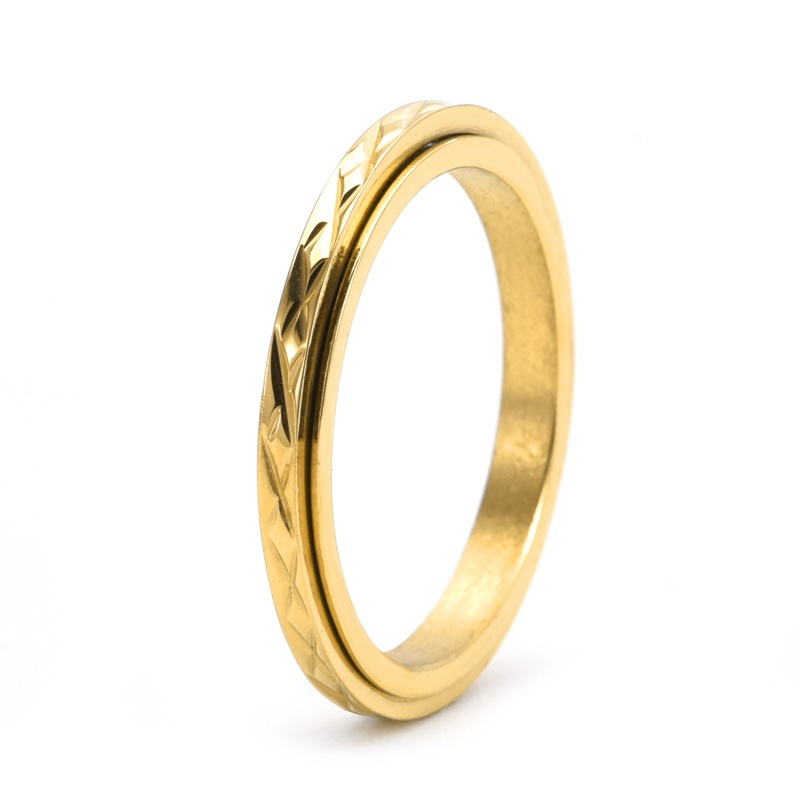 Daily Occasion Simple Style Solid Color Titanium Steel Polishing Women's Rings Anxiety Ring Punk Rings