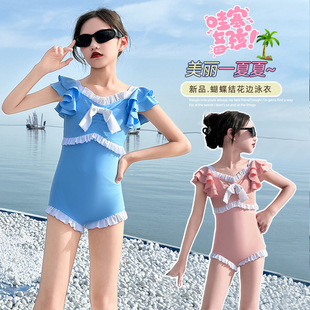 Girls One-Piece Swimsuit 2025 New Style Girls Summer High-End Professional Training Clothes Girls Fashionable Swimsuits