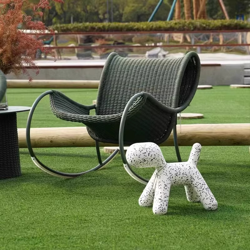 silla de caña de ocio al aire libre sofá balcón mecedora mesa de té villa hotel patio jardín terraza a prueba de agua y protección solar tela de caña