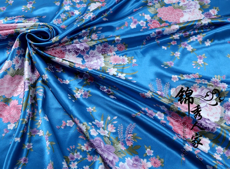 tela de seda impresa de flores tela de seda ropa antigua tela de prenda de ropa china tela de impresión de flores de plantas DIY