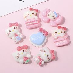 かわいいkt猫蝶ネクタイ愛ドーナツdiy樹脂アクセサリー携帯ケースヘアクリップコップ材料