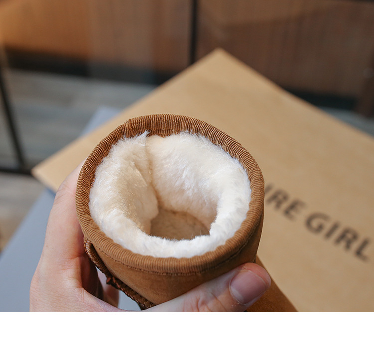 Winter New Children's Shoes Children's 1-16 Year Old Solid Soft Sole Snow Boots Girls' One Step Plush Warm Cotton Shoes_voghion.com