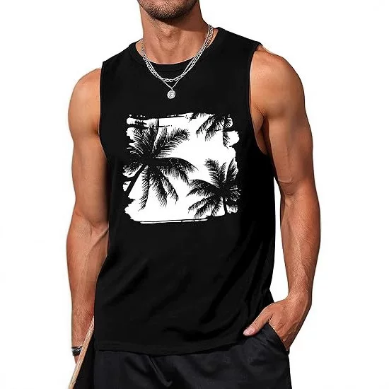 2025 Amazon Summer European and American Cross-border Youth Men's Loose Vest 3D Printing Trendy Casual Men's Vest