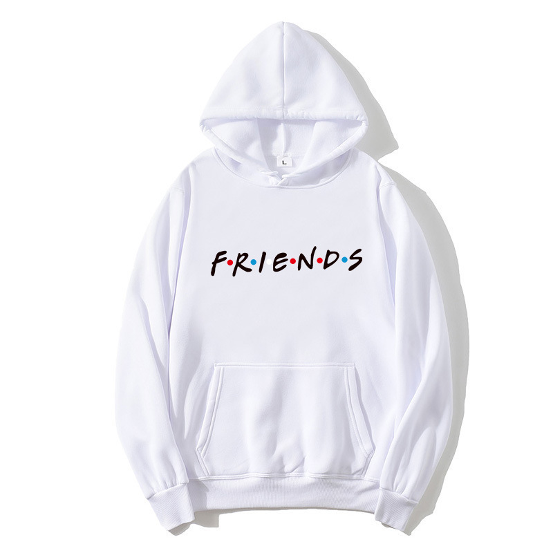 Cross-Border New Velvet Women's Letter Friend Printed Long-Sleeved Hooded Sweatshirt Women's Casual Pullover Top Cross-Border New Velvet Women's Letter Friend Printed Long-Sleeved Hooded Sweatshirt Women's Casual Pullover Top