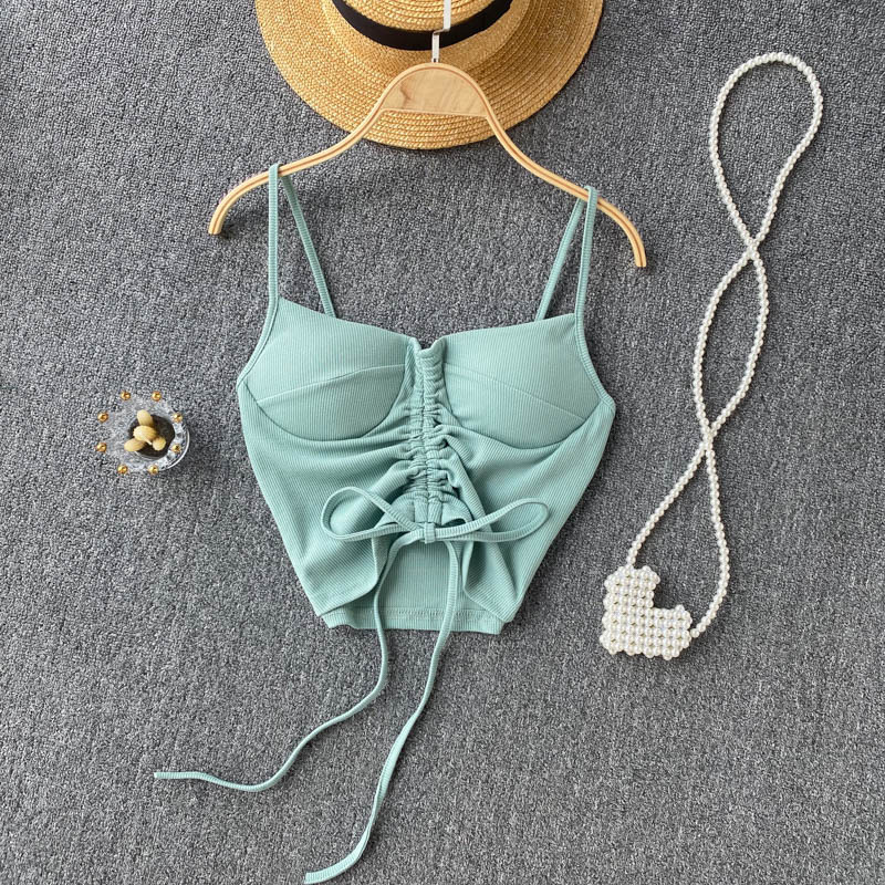 77g Weight Cotton, Rib Fabrics Fabric Type Short Top Length Vest Tops Type Holiday, Daily, Selfie Occasion Strap Neckline Slim Fit Type Solid Color Pattern Summer Season Women's Gender Casual, Elegant, Streetwear Style Wholesale Women's Casual Elegant Streetwear Solid Color Tank Tops 5