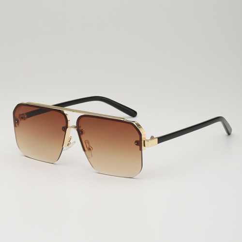 Square Metal Eyebrow Sunglasses 2024 New European and American Fashion Men and Women Half Frame Frog Sun Glasses 