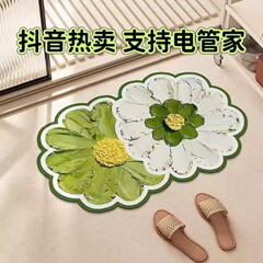 轻奢花朵硅藻泥吸水地垫浴室门口异形防滑垫家用耐脏厨房垫可批发