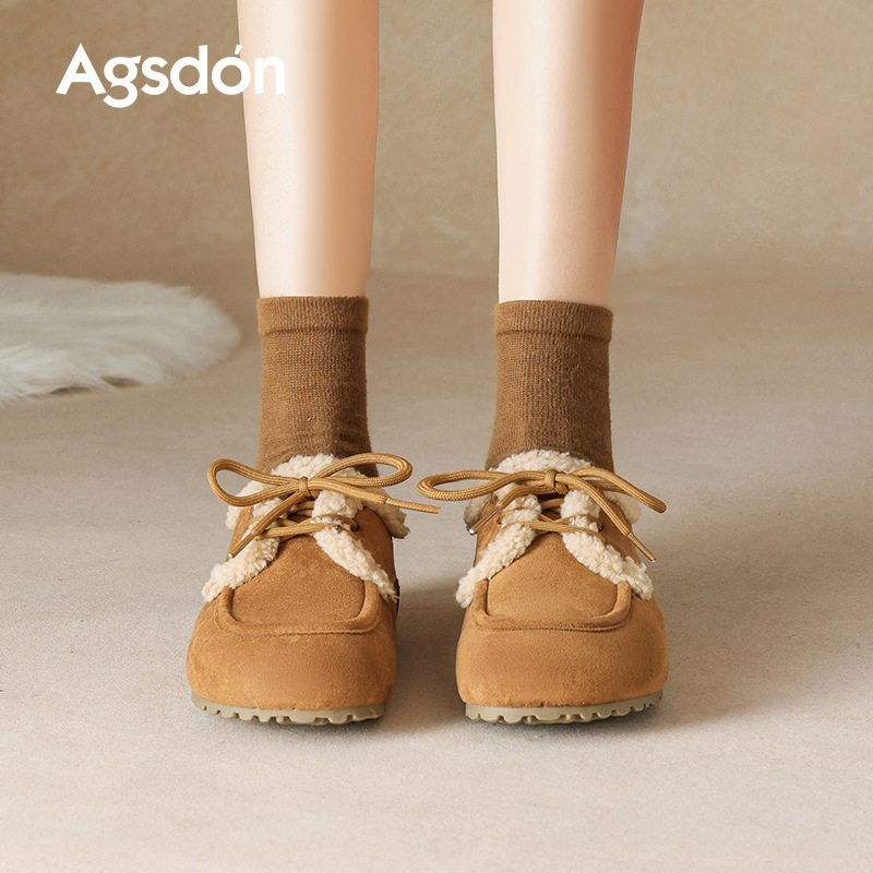 Zapatos de botas de nieve de algodón y algodón de Auge Lion Dengjia 2025 nuevo otoño invierno con suela gruesa casual de un pie
