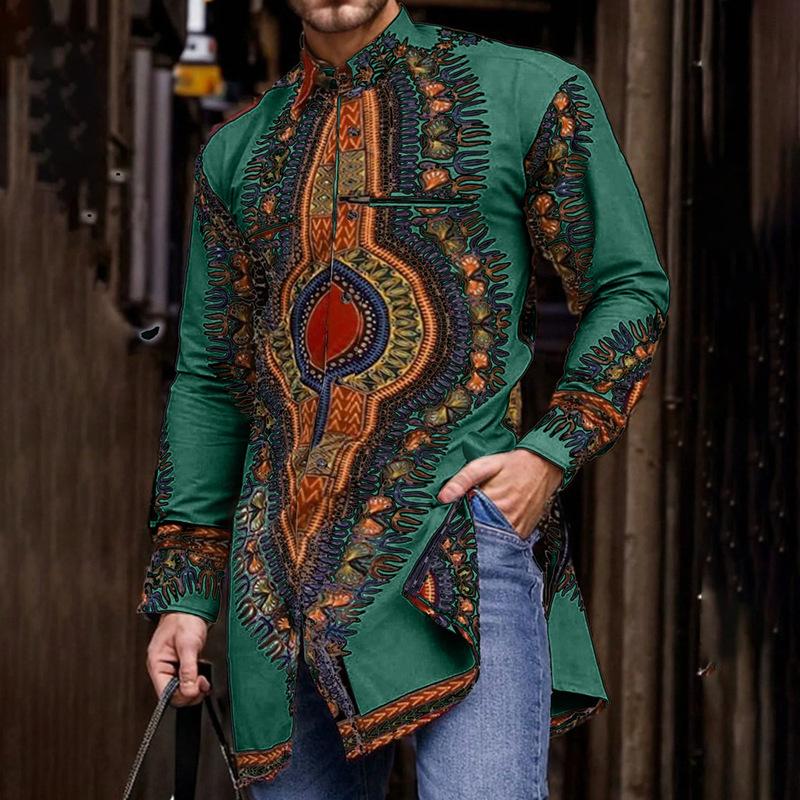 African Ethnic Style Men's Positioning Printed Dashiki Casual Shirt Holiday Long Sleeve Men's Shirt in stock African Ethnic Style Men's Positioning Printed Dashiki Casual Shirt Holiday Long Sleeve Men's Shirt in stock