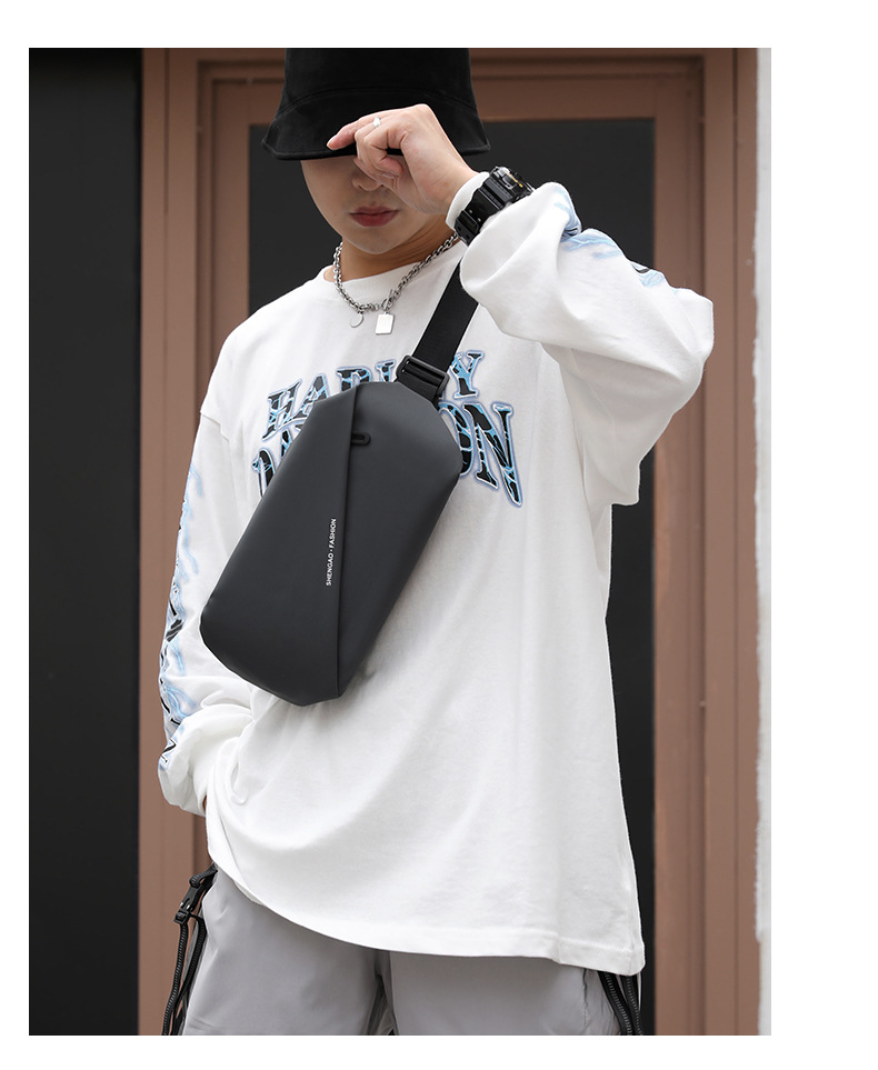 New cross-border men's waist bag, outdoor sports mobile phone bag, multi-functional large-capacity chest bag, casual single-shoulder crossbody bag undefined