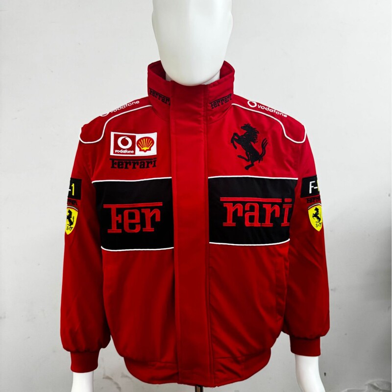 F1 Ferrari Racing Suit Cycling Jacket American-Style Embroidered Jacket Motorcycle Cotton Coat Retro Cotton Clothing Custom-Made F1 Ferrari Racing Suit Cycling Jacket American-Style Embroidered Jacket Motorcycle Cotton Coat Retro Cotton Clothing Custom-Made