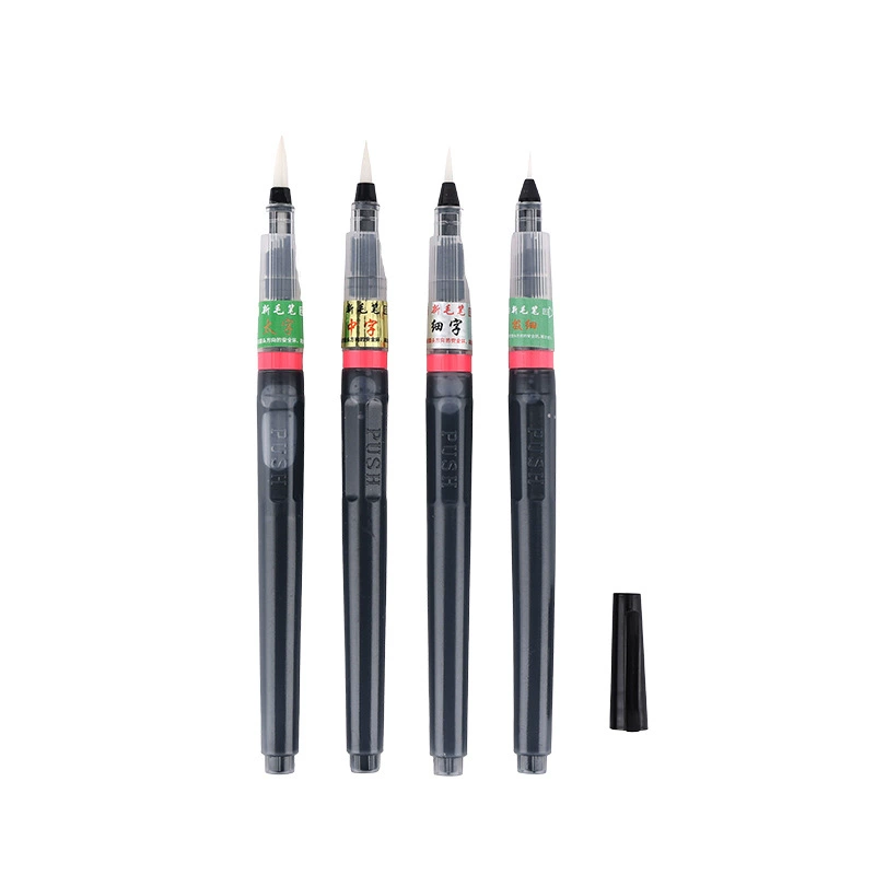 Soft writing brush pen refillable, calligraphy & fine-liner, multiple tip sizes (ink sac)